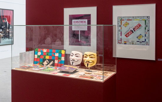 Lisl Ponger - The Vanishing Middle Class Secession, Vienna, 2014 - Installation detail showing different monopoly gameboards the artist has collected. 